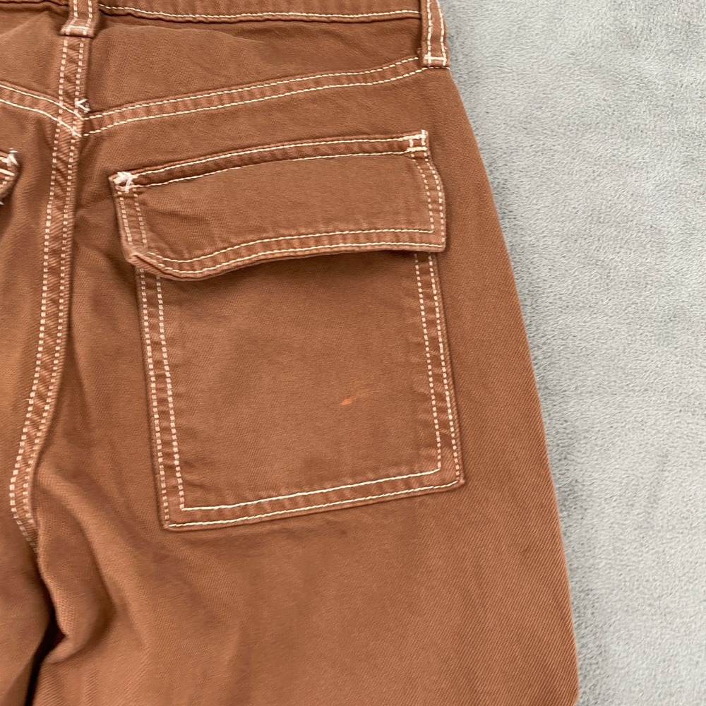 Wild Fable Brown Mid-Rise Baggy Cargo Pants Contrast Stitch Size 00/R - Picture 11 of 13